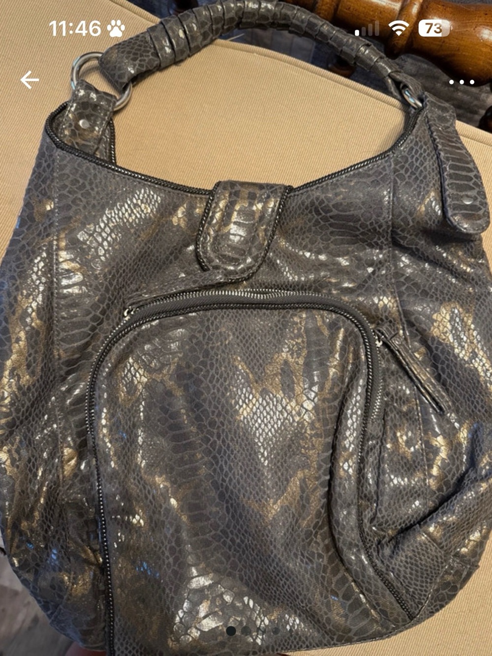 mark. Black Snake-Embossed Shoulder Hobo Bag